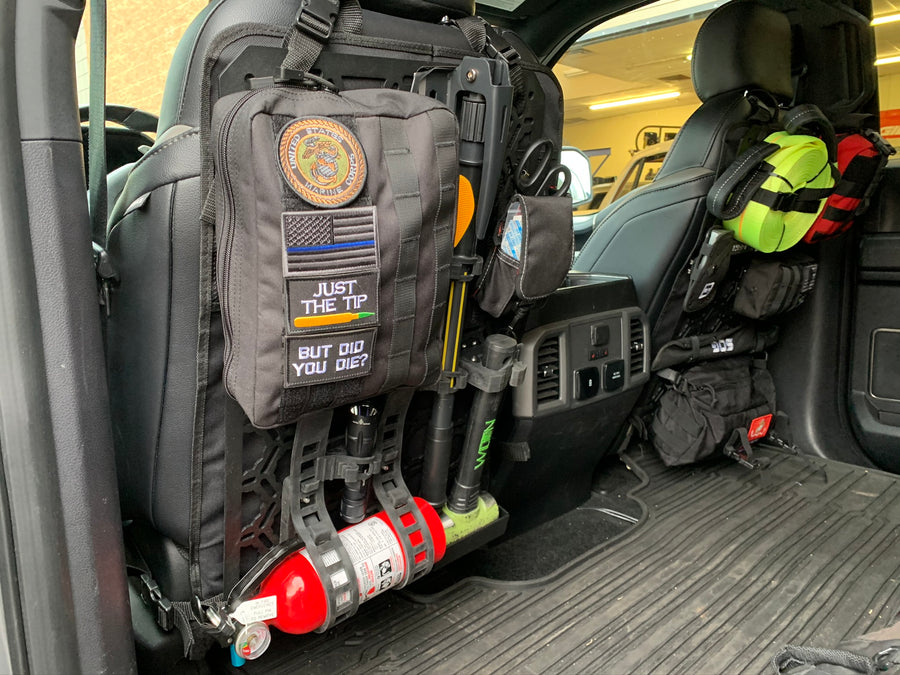 Off-Road Seat Back Panel Kit with Shovel - Hammer - Fire Extinguisher